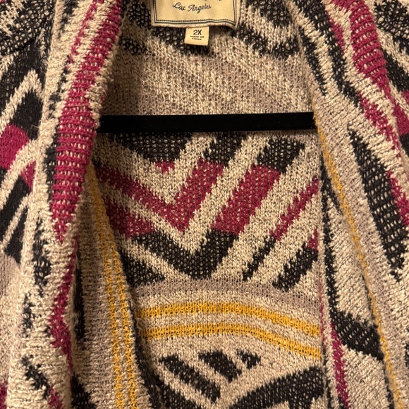 Lucky Brand 2X Open-Front Aztec Cardigan — Waterfall Drape - Picture 2 of 8